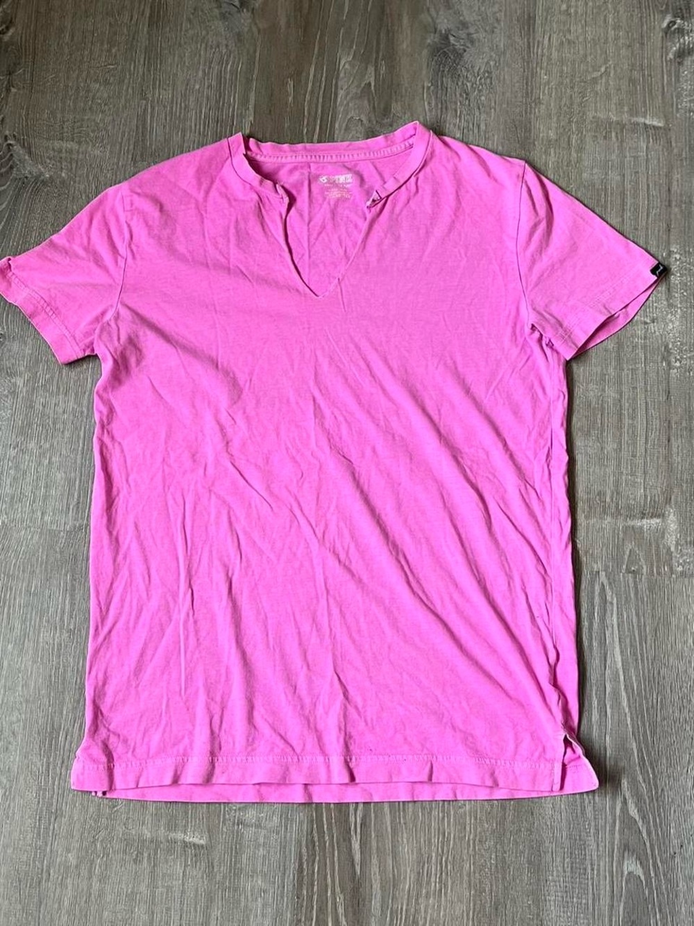 VS PINK notch neck campus tee neon pink
